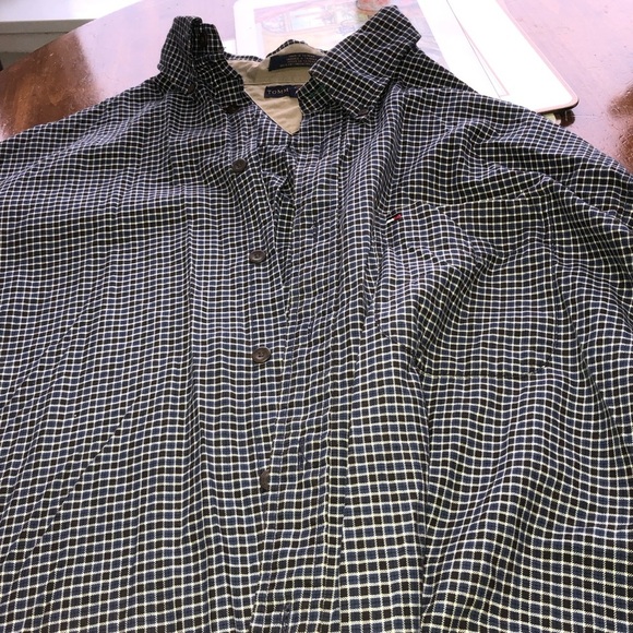 Tommy Hilfiger Blue and White Casual Button Down Shirt- xl -like new - Picture 1 of 11